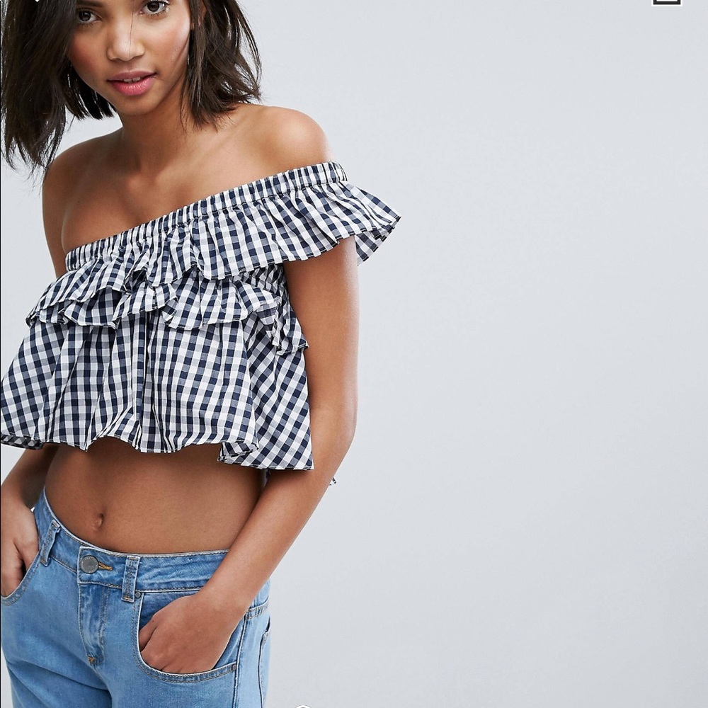 Gingham off the shoulder top